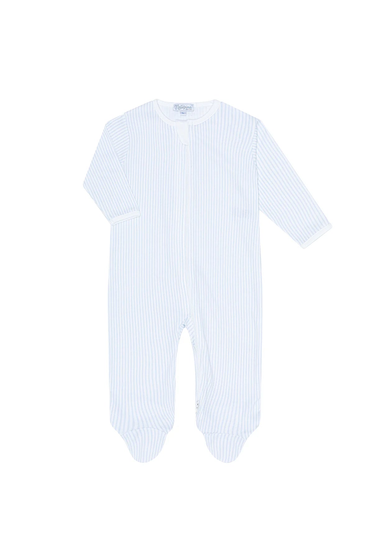 Nella Pima Footie- Blue Classic Stripes