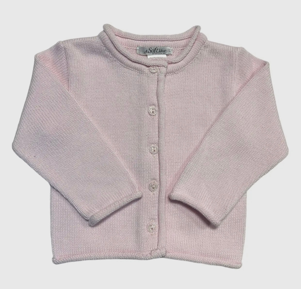 A Soft Idea Rolled Neck Cardigan- Pink