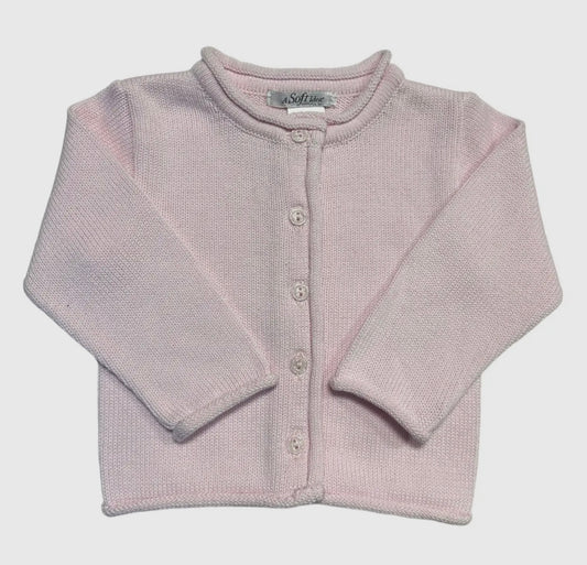 A Soft Idea Rolled Neck Cardigan- Pink