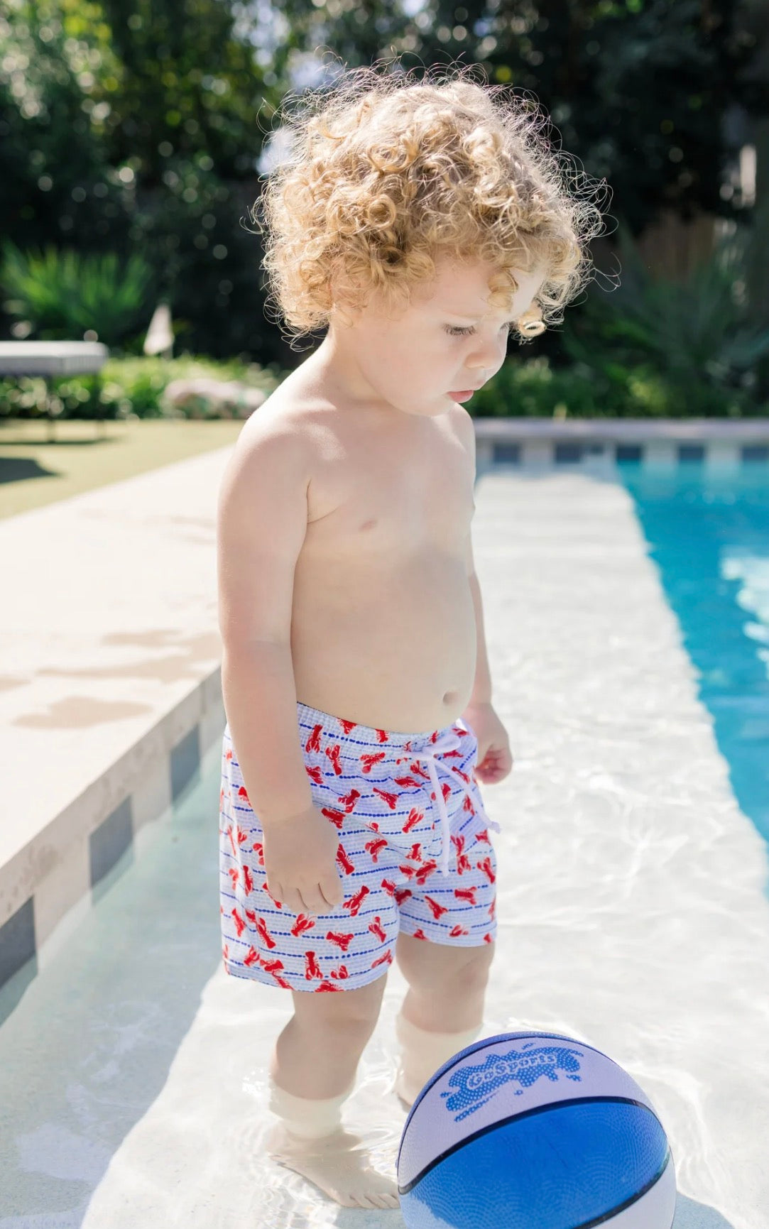 The Proper Peony Lobster Swim Trunks
