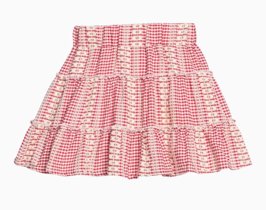 BISBY Natalie Skort- Geneva Gingham Crimson