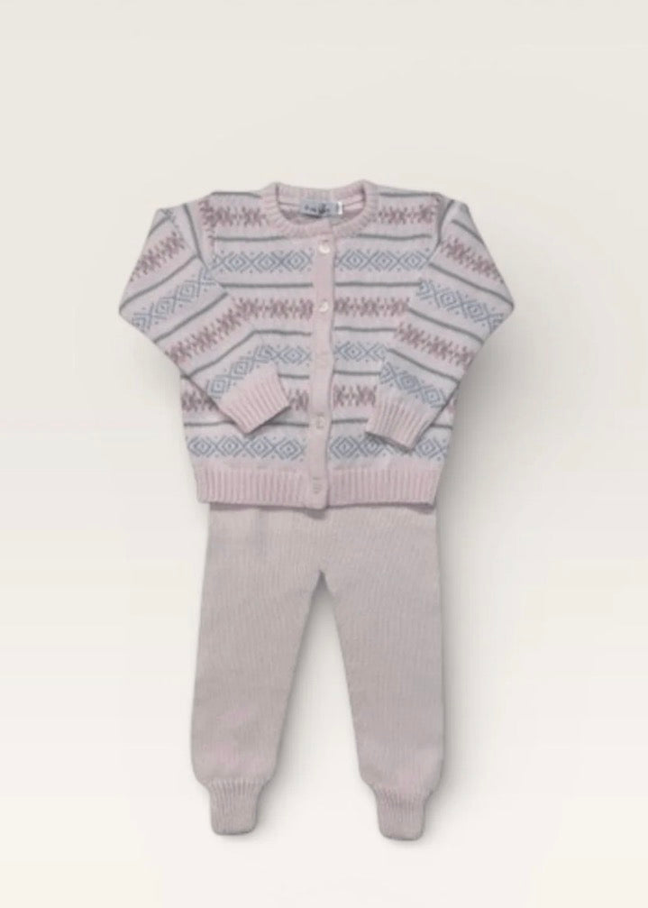 Mi Lucero Pink Fair Isle Jogger Set