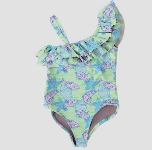 Bermies Swim Girls One Piece-Coral Coast