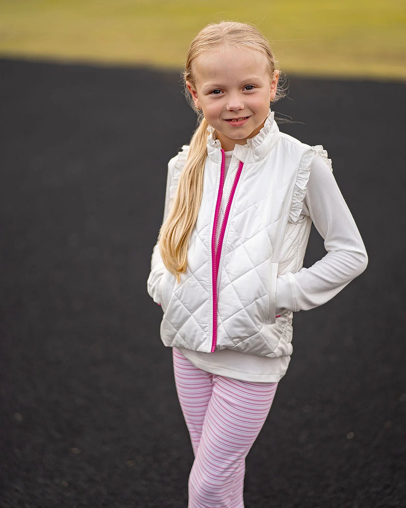 The Yellow Lamb Leggings-Pink Stripes