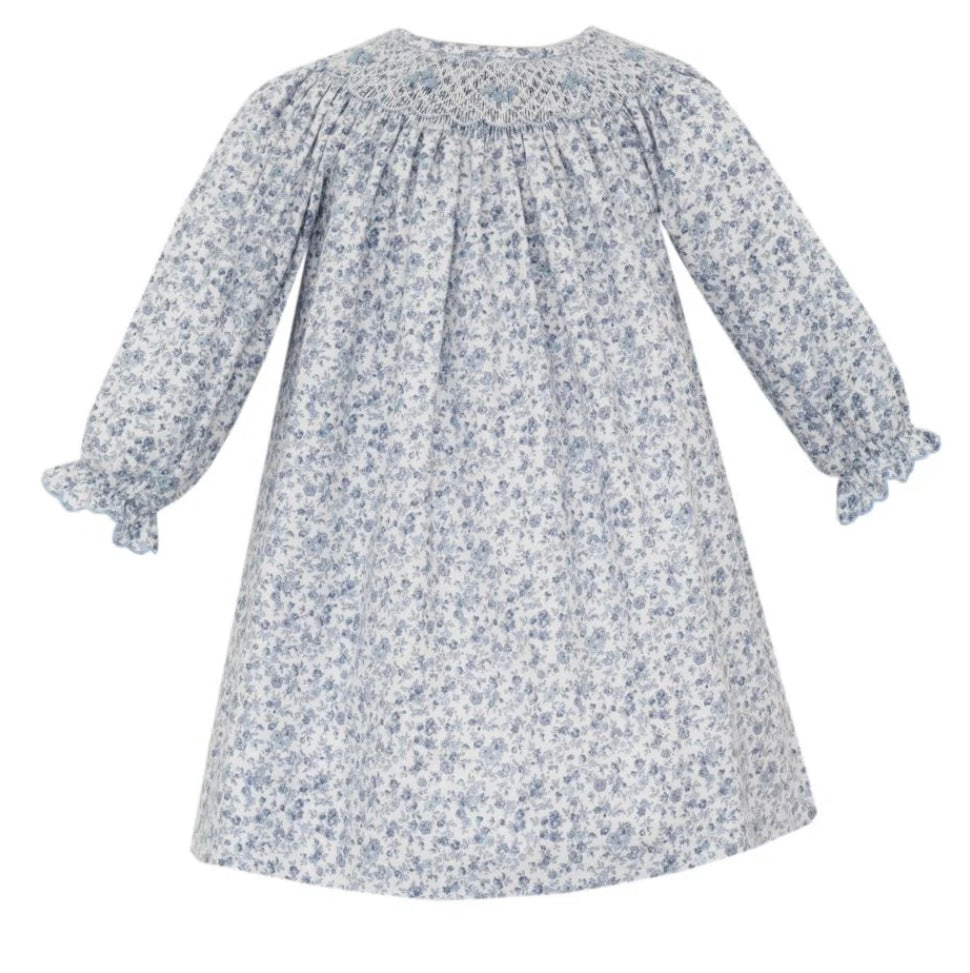 Anavini Blue Liberty Floral Bishop Dress