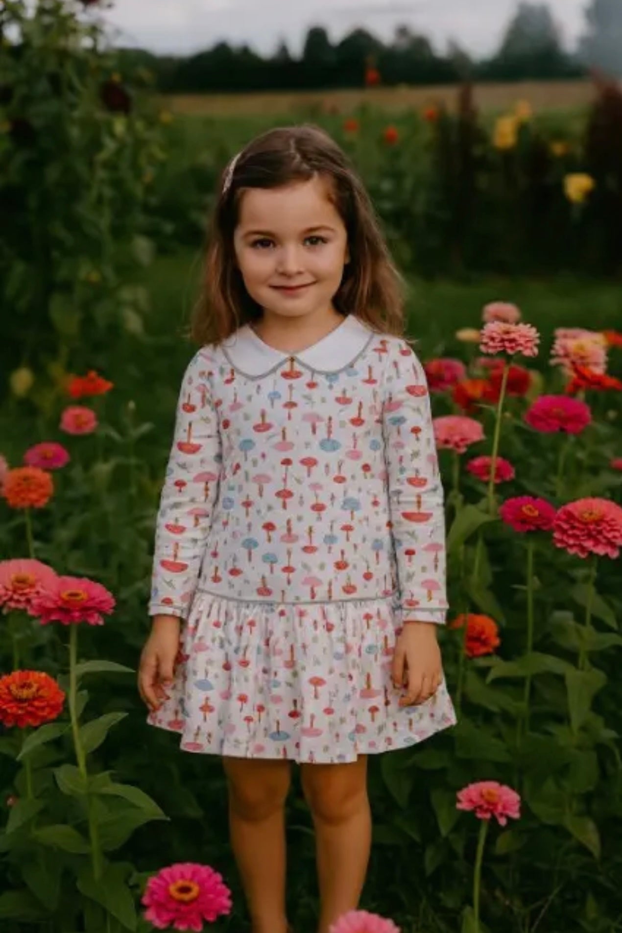 Marco and Lizzy Fall Mushrooms Drop Waist Dress