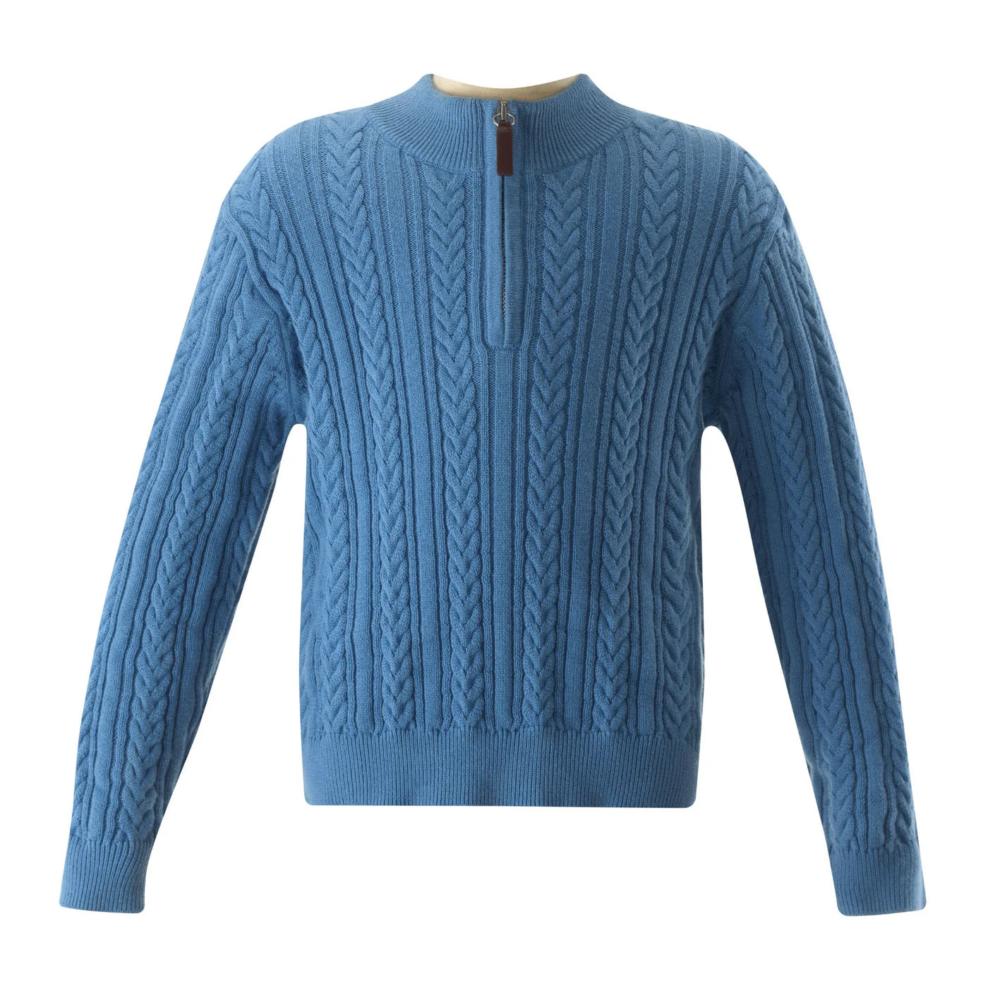 Rachel Riley Half Zip Cable Knit Sweater- Blue