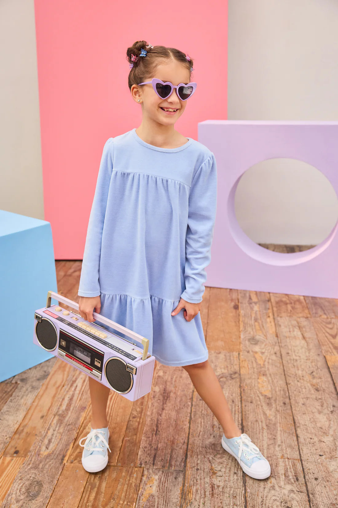 BISBY Lisle Dress- Periwinkle Velour