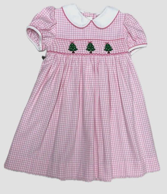 Marco and Lizzy Pink Check Christmas Tree Dress