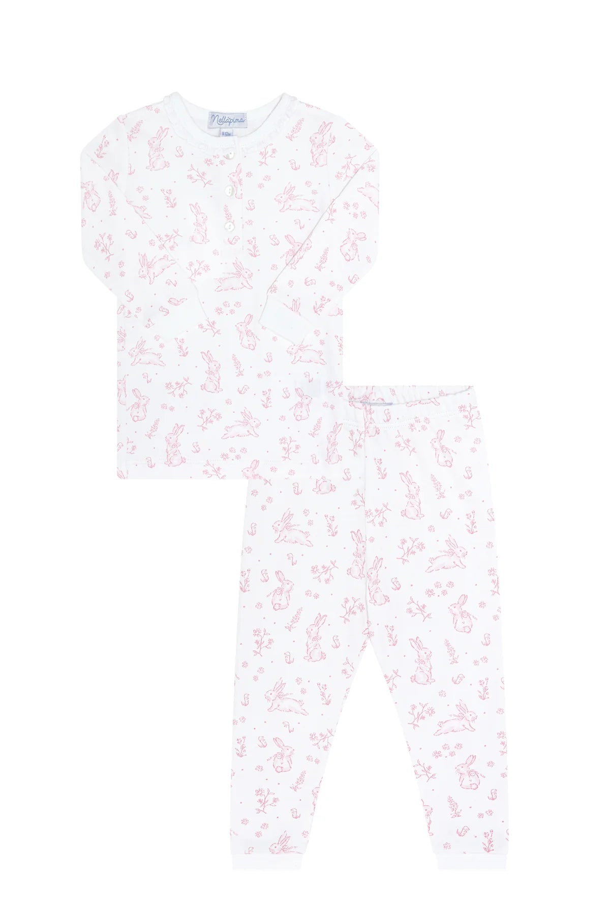 Nella Pima Pink Bunny Toile Pjs