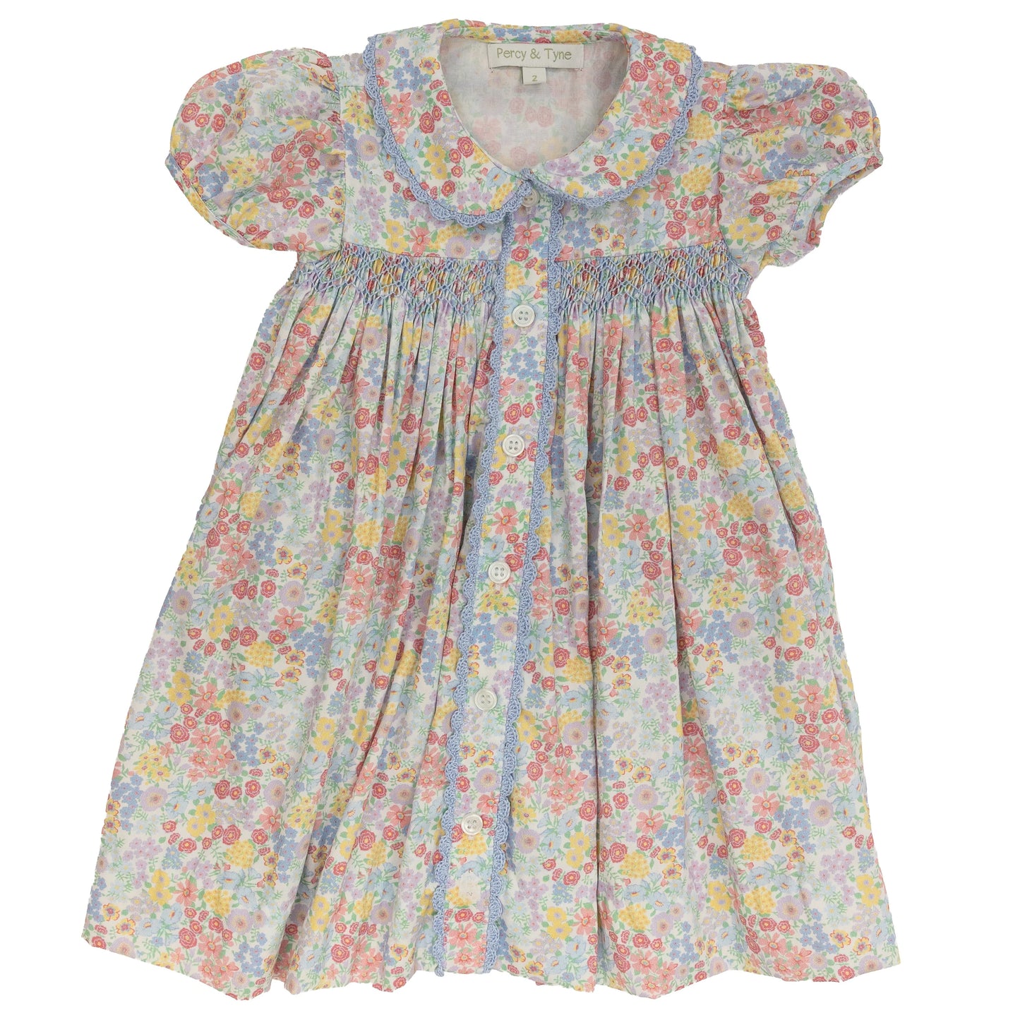 Percy and Tyne Short Sleeve Smocked Dress- Churchill Floral