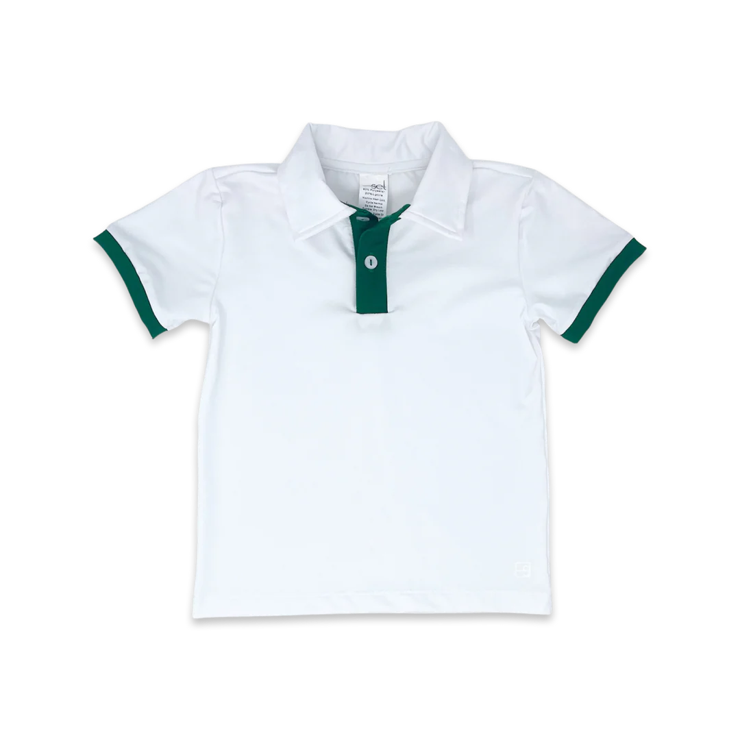 SET Parker Polo- White w/ green trim