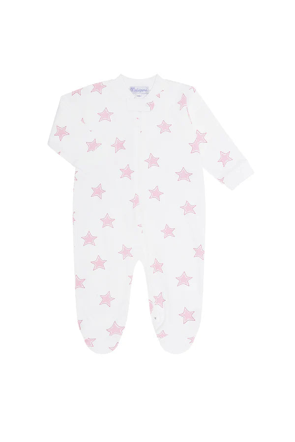 Nella Pima Pink Stars Print Footie