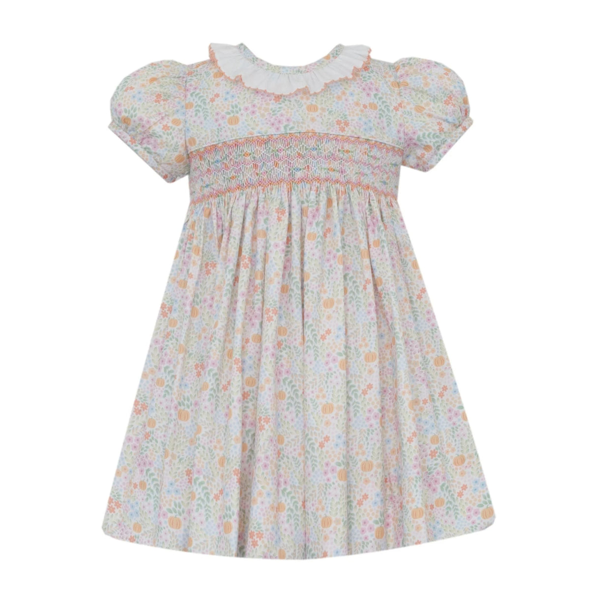 Petit Bebe Pumpkin Print Ruffle Collar Dress