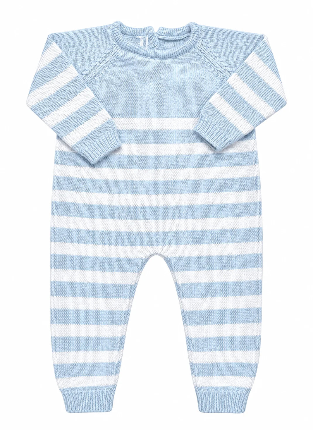 Mi Lucero Striped Knit Romper- Blue