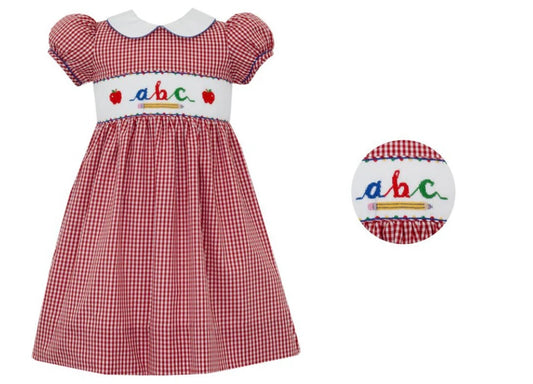 Anavini ABC Smocked Red Gingham Dress