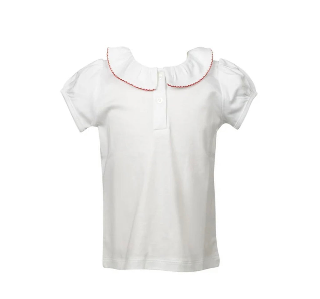 The Proper Peony Short Sleeve Top w/Red trim