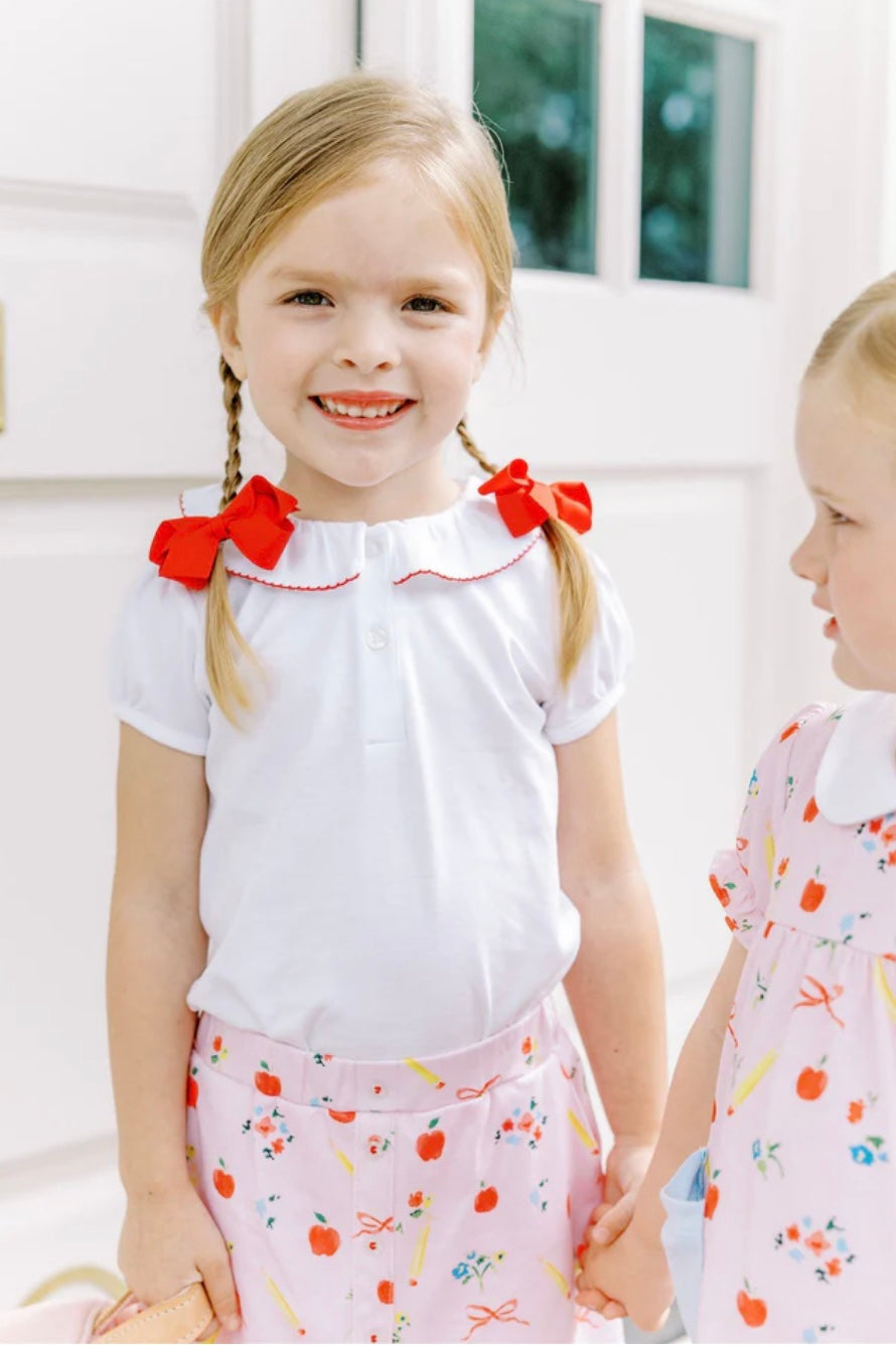 The Proper Peony Short Sleeve Top w/Red trim