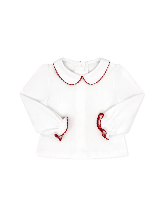 Lullaby Set Better Together Blouse- White with Ramsey Red