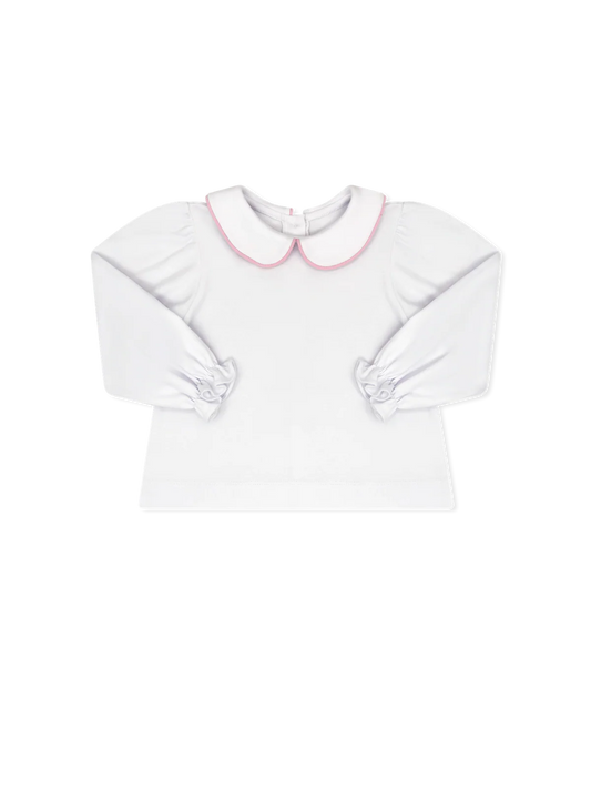 Lullaby Set Better Together Blouse- White with Pink Corduroy