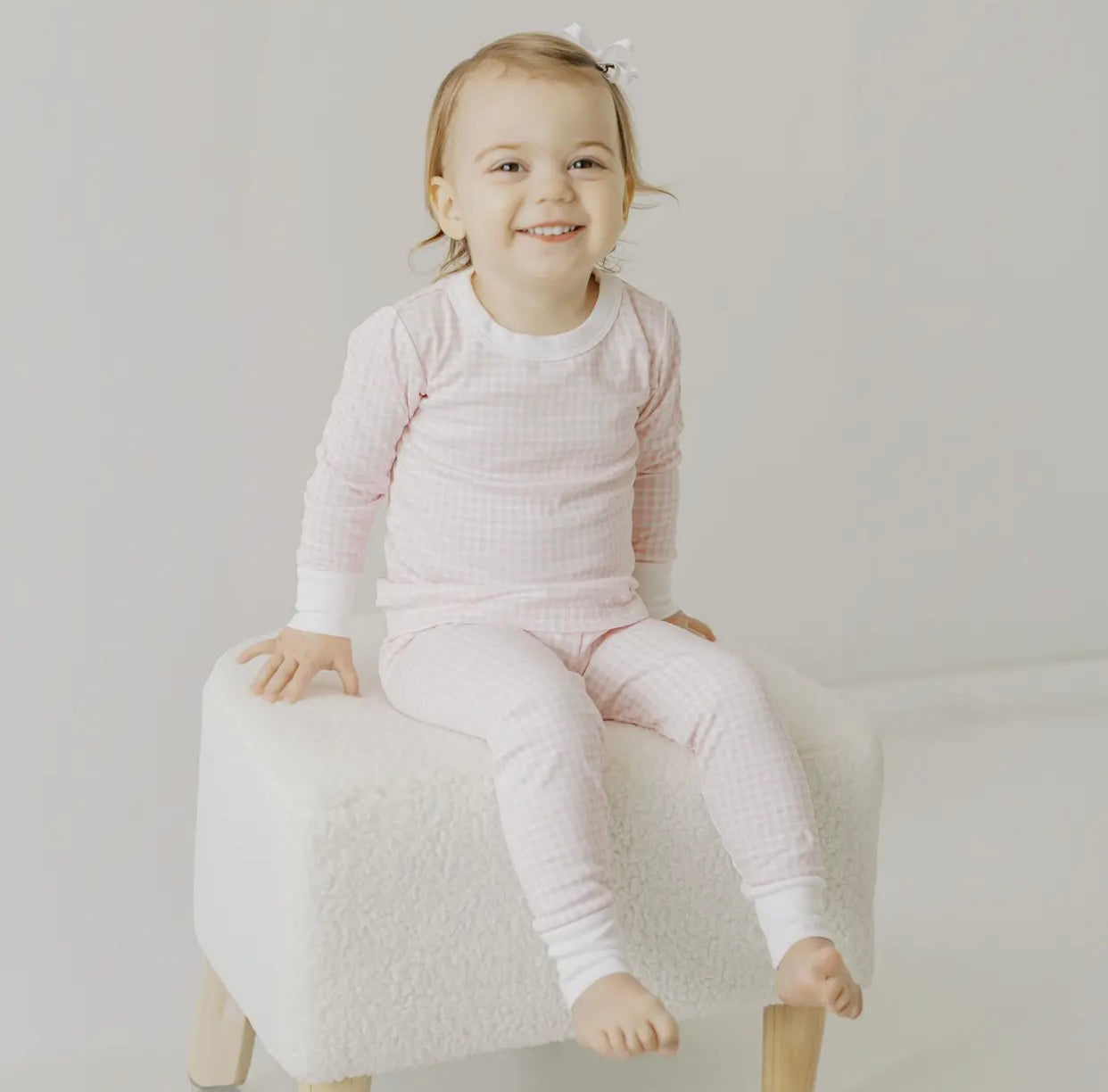 Magnolia Baby Mini Checks Long Pajamas - Pink