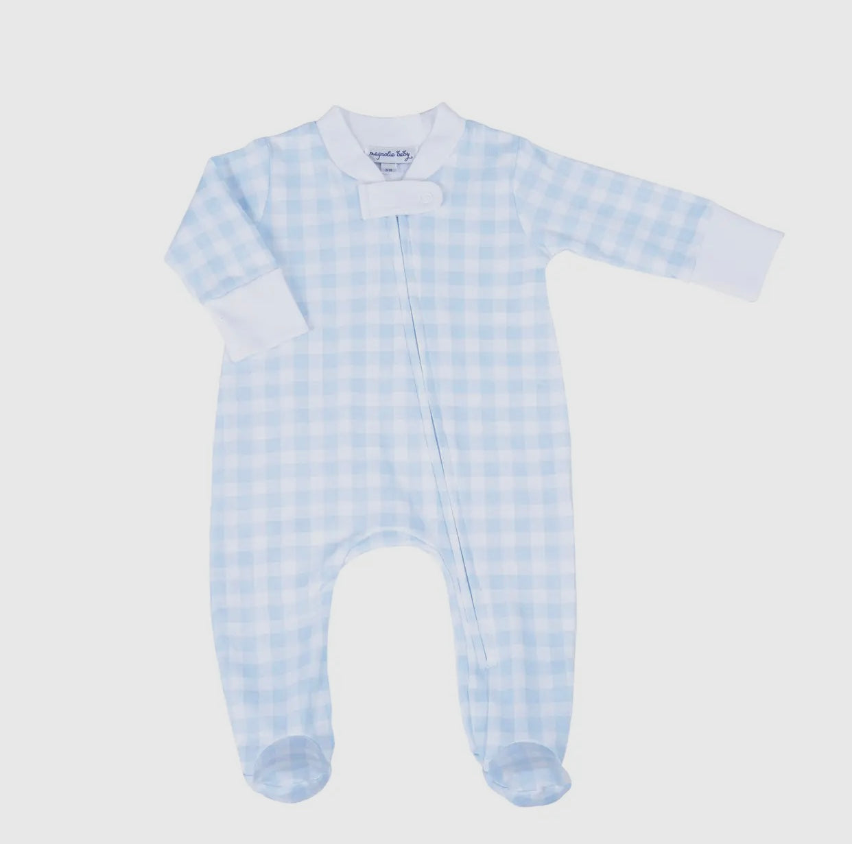 Magnolia Baby Checks Zipper Footie-Blue