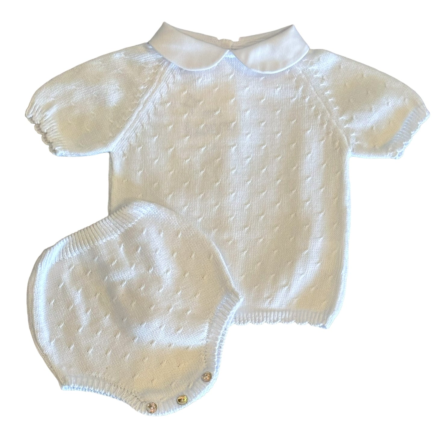 Mi Lucero Diagonal Dot Diaper Set- White