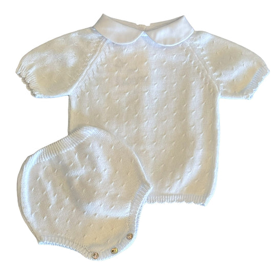 Mi Lucero Diagonal Dot Diaper Set- White