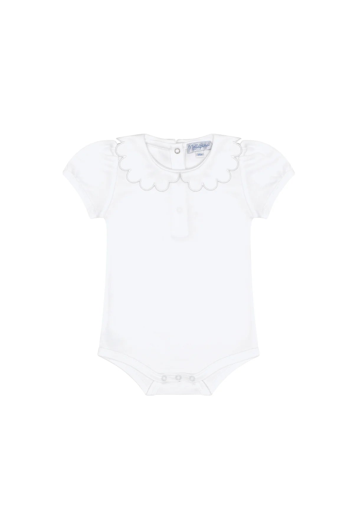 Nella PIma Scallops Short Sleeve Onesie- White