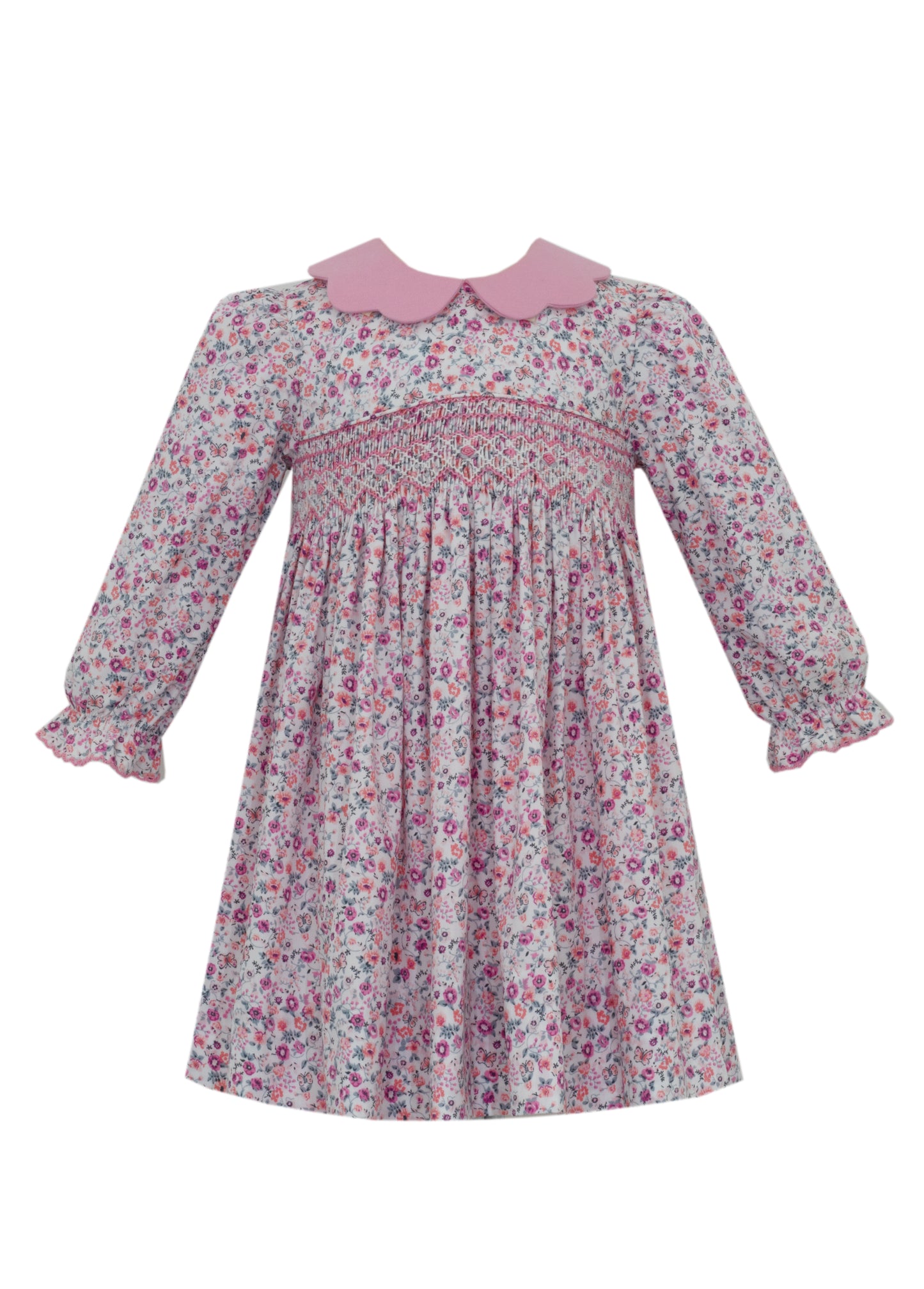 Petit Bebe Pink Floral Dress with Collar