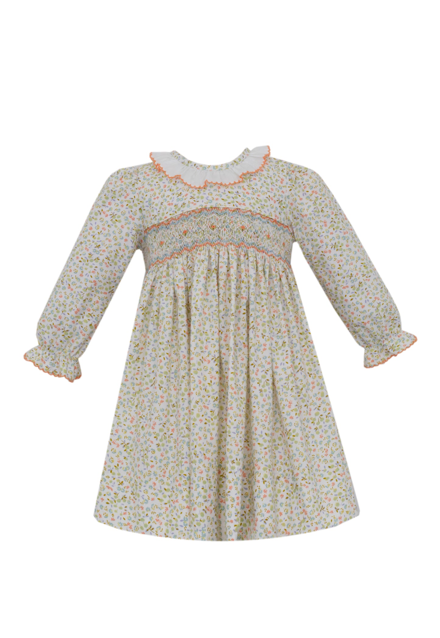 Petit Bebe Green and Orange Floral Dress