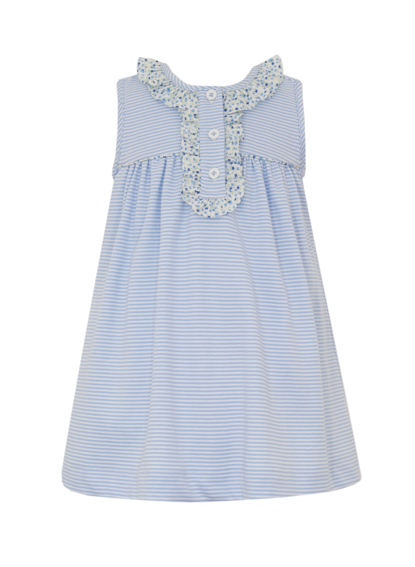 Petit Bebe Stripe Knit Dress with floral Ruffle trim