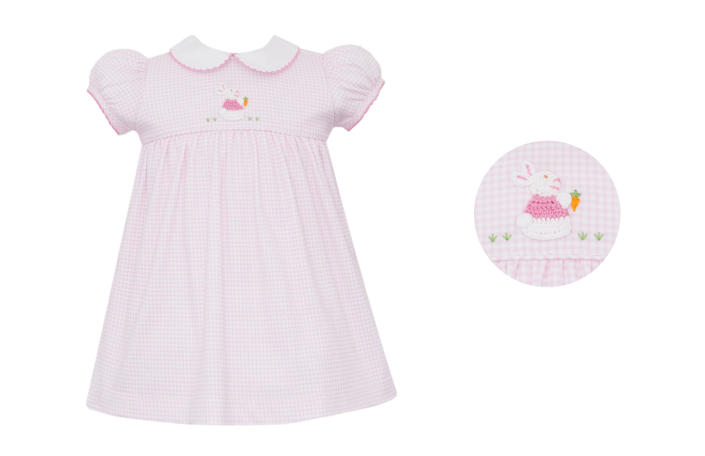 Petit Bebe Pink Gingham Bunny Dress