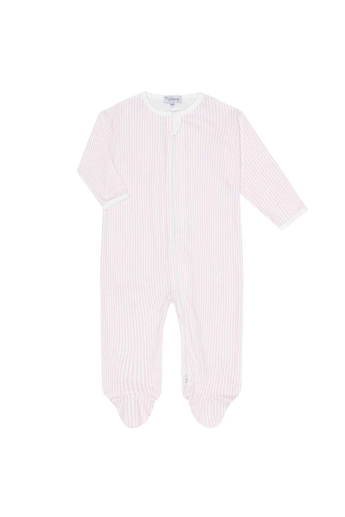 Nella Pima Footie- Pink Classic Stripes