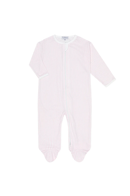 Nella Pima Footie- Pink Classic Stripes