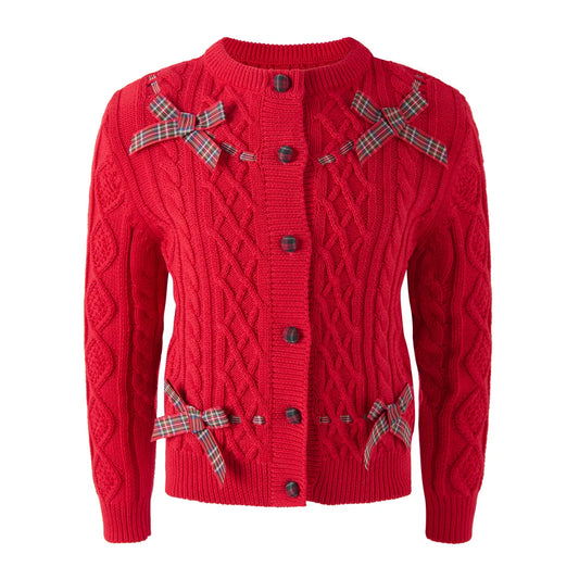 Rachel Riley Tartan Bow Cardigan