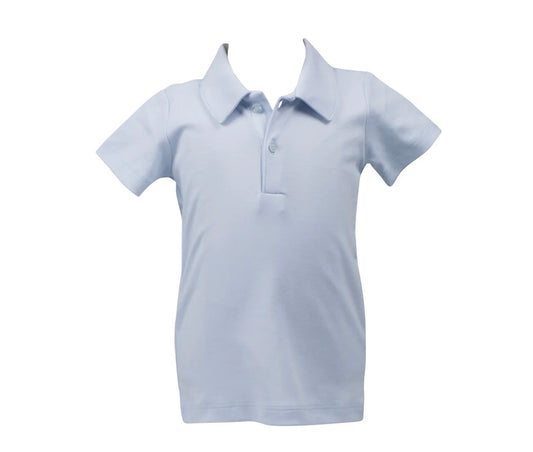 The Proper Peony Boy Short Sleeve Polo- Sky Blue