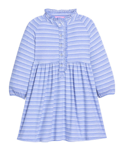 BISBY Amelia Dress- Blue Sparkle Stripe