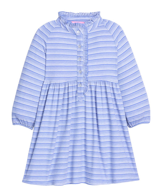 BISBY Amelia Dress- Blue Sparkle Stripe