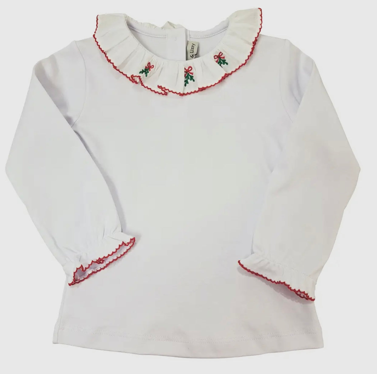 Marco and Lizzy Christmas Bows and Mistletoe Pima Top