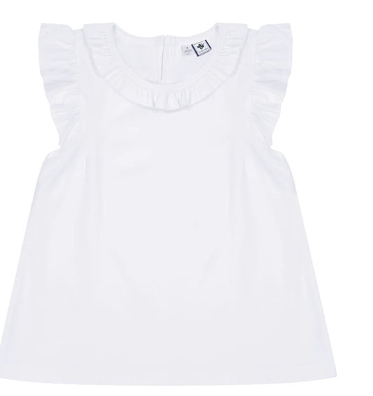Busy Bees Colette Ruffle Top- White