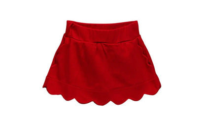 The Proper Peony Scallop Skirt- Red