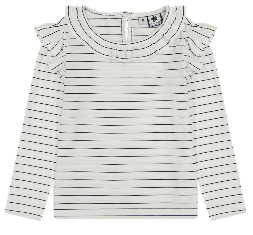 Busy Bees Luna Ruffle Top- Navy Stripe