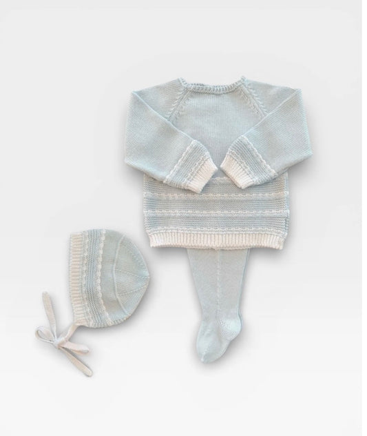 Mi Lucero Blue Stripe Layette Set