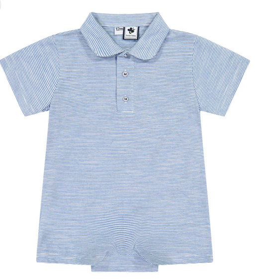 Busy Bees Hudson Romper- Blue Chambray