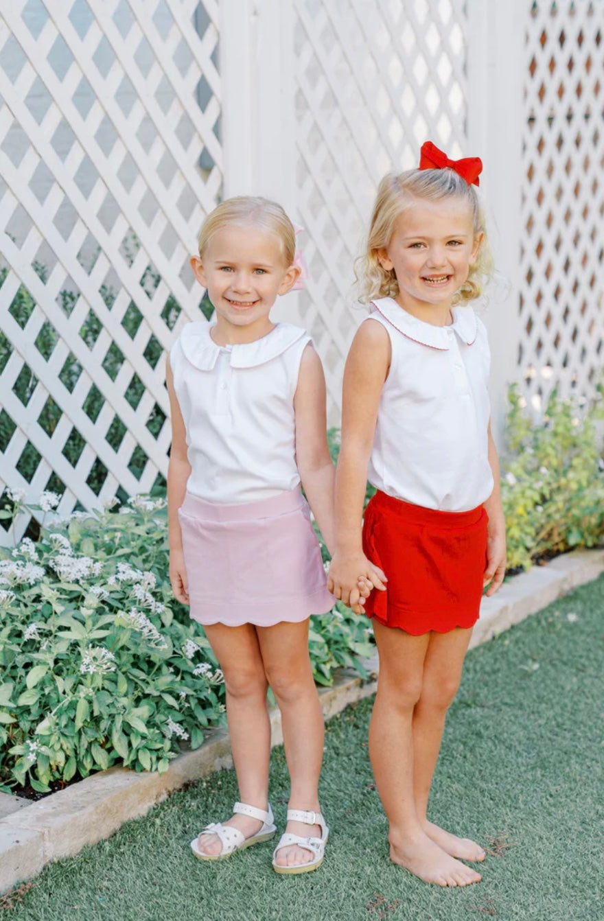 The Proper Peony Scallop Skirt- Red