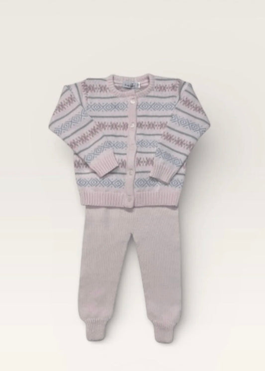 Mi Lucero Pink Fair Isle Jogger Set