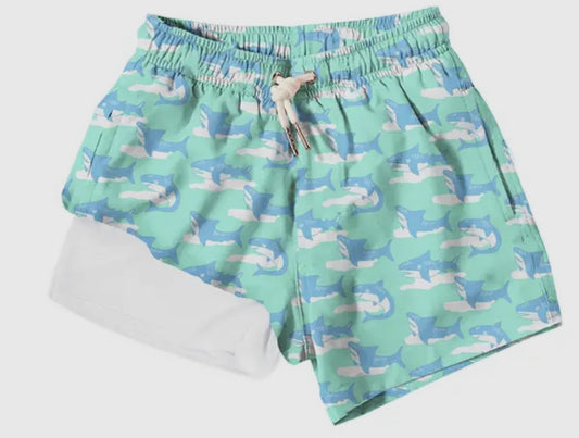 Bermies Boys Swim Trunks-Jaws