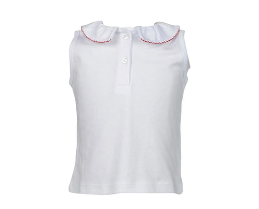 The Proper Peony Sleeveless Top- Red trim