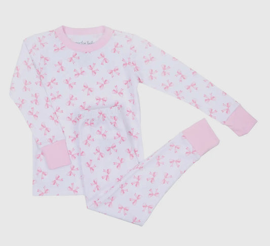 Magnolia Baby Bows Long Pajamas - Pink